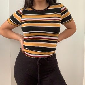 NEW Forever 21 Stripped Short-Sleeved Shirt Size:S